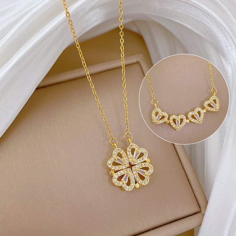 Lucky Clover Necklace -  Collar con colgante de trébol transformable oro