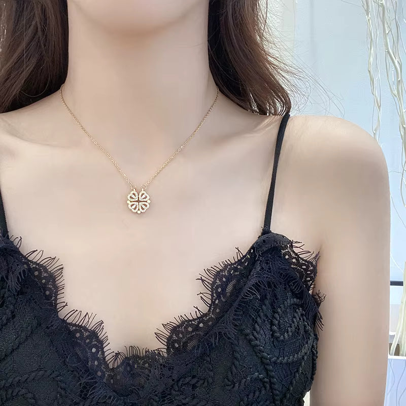 Lucky Clover Necklace -  Collar con colgante de trébol transformable oro