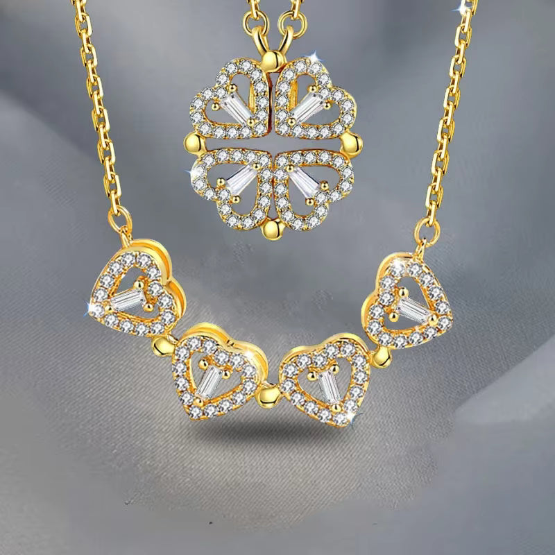 Lucky Clover Necklace -  Collar con colgante de trébol transformable oro