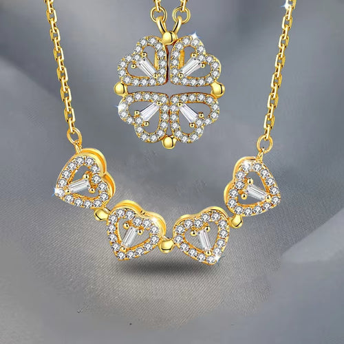 Lucky Clover Necklace -  Collar con colgante de trébol transformable oro